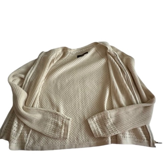 Mossimo Women's S Tan Zip Up Knit Cropped Long Sleeves Crew Neck Sweater Top - Picture 10 of 16